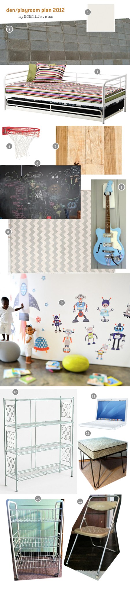 Den/Playroom Room plan from myMCMlife.com